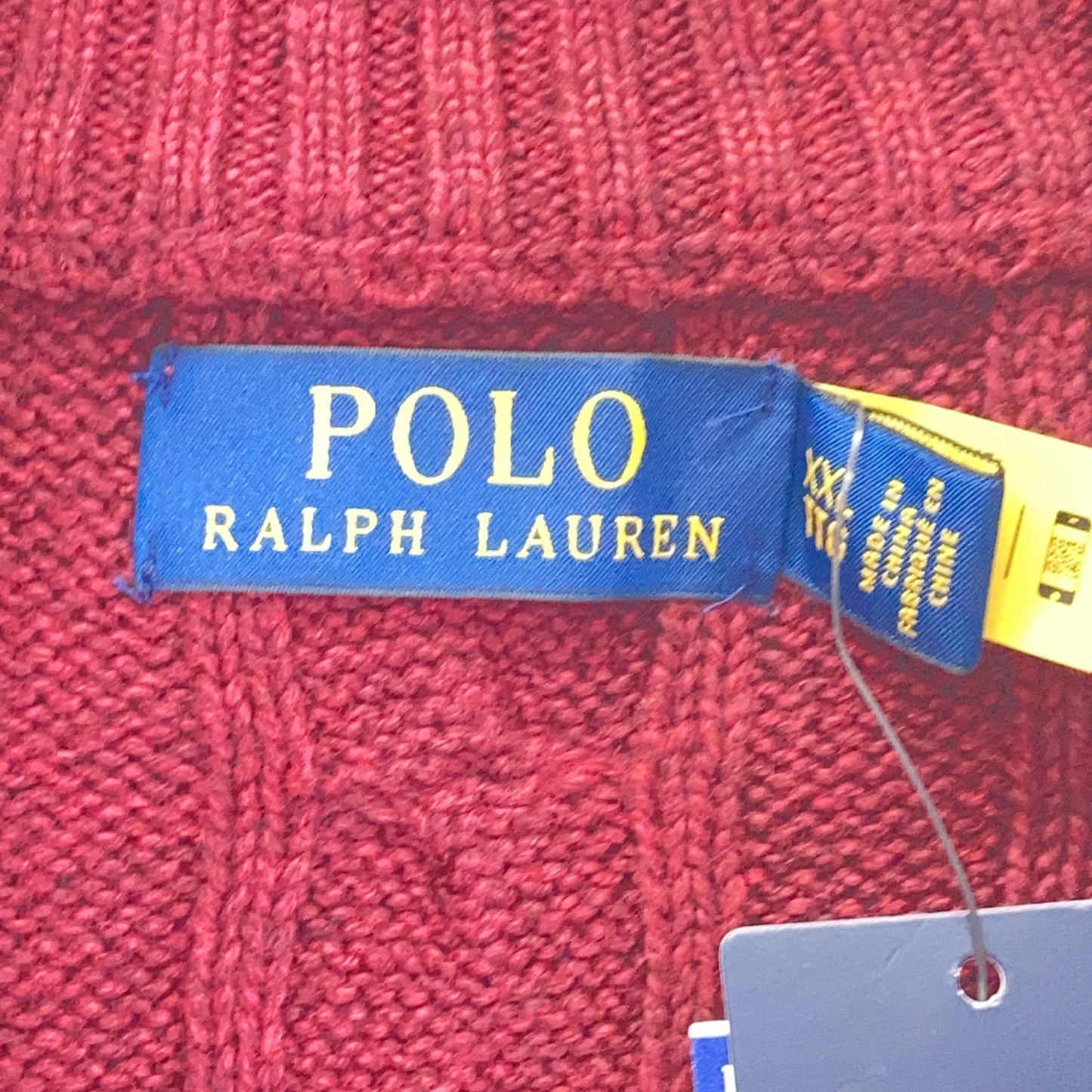 POLO RALPH LAUREN Bordeaux Cotton Cable Sweater Size XXL