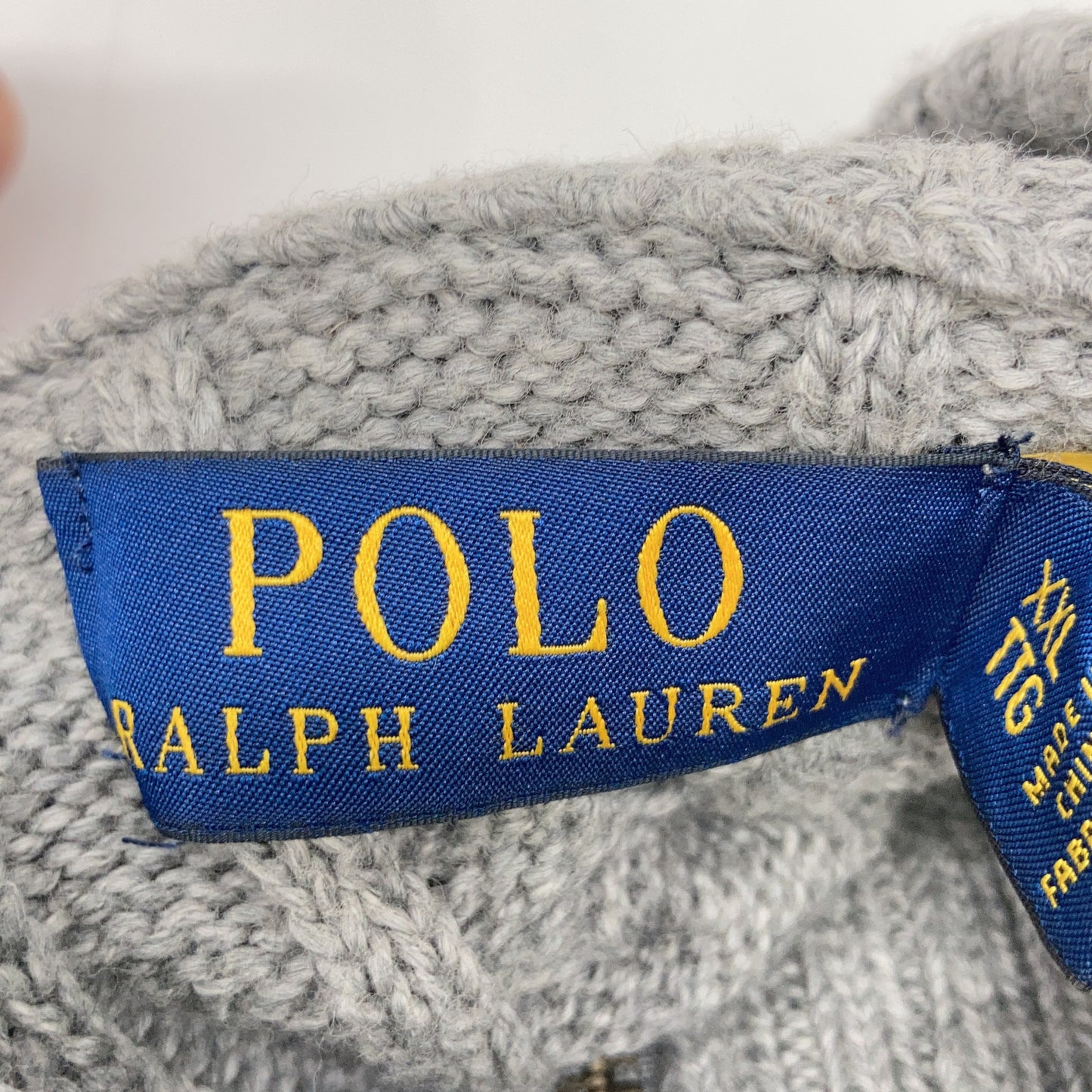 POLO RALPH LAUREN Gray Cotton Cable Sweater Size XXL