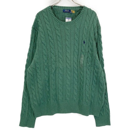POLO RALPH LAUREN Green Pony Cable Knit Sweater Size XXL