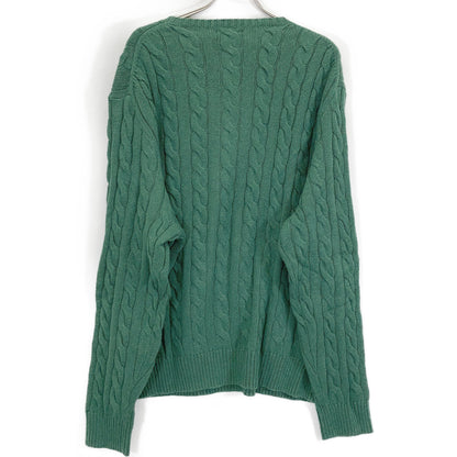 POLO RALPH LAUREN Green Pony Cable Knit Sweater Size XXL