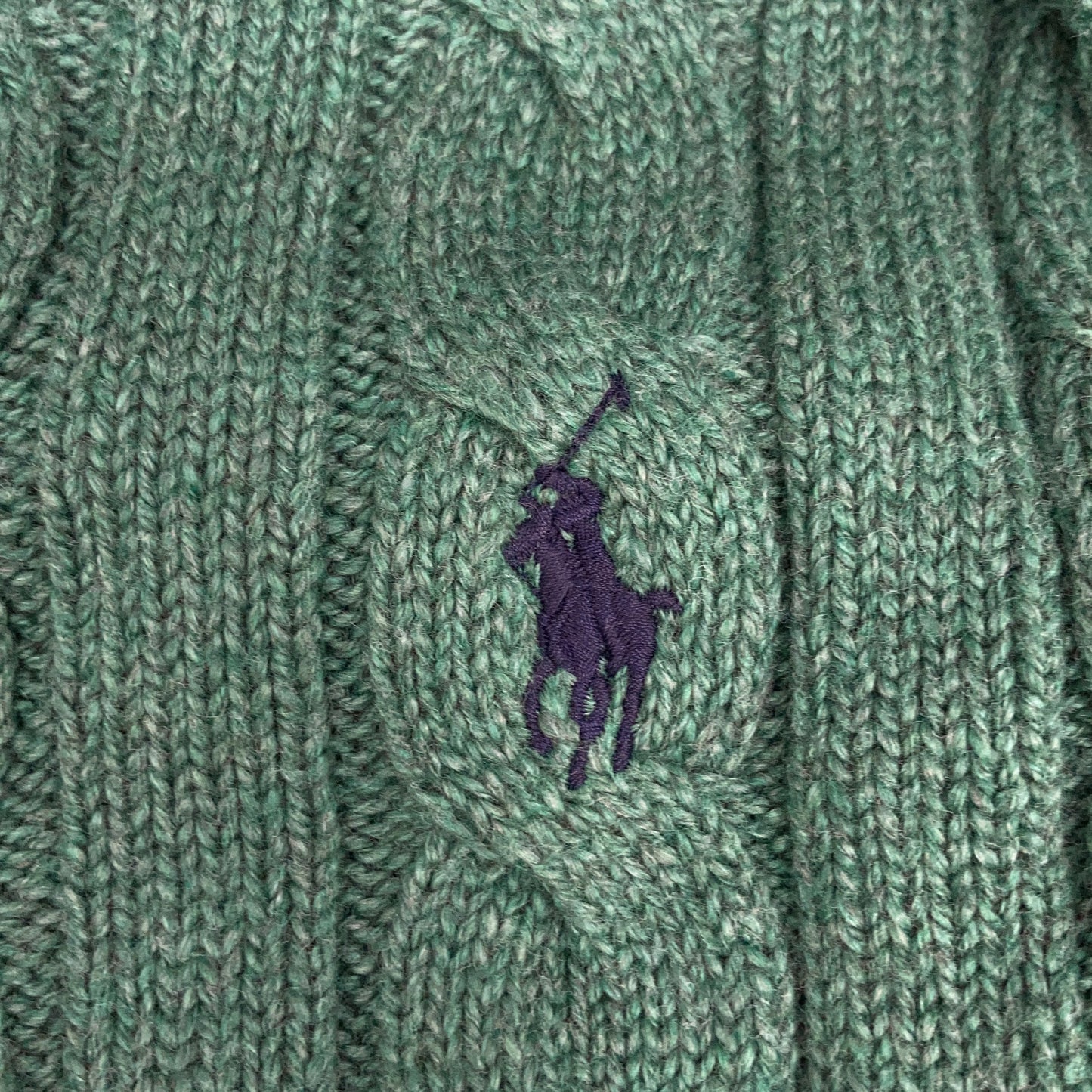 POLO RALPH LAUREN Green Pony Cable Knit Sweater Size XXL