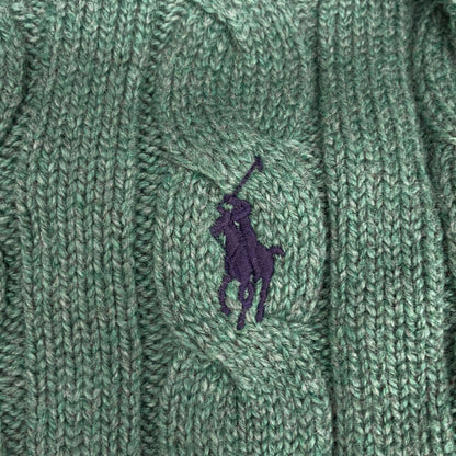 POLO RALPH LAUREN Green Pony Cable Knit Sweater Size XXL
