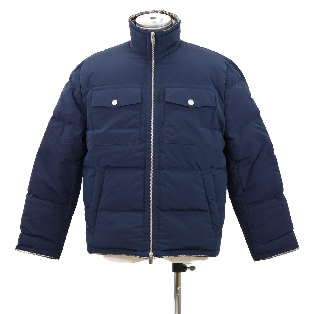 HERMES Sellier Button Down Jacket Navy Size 50