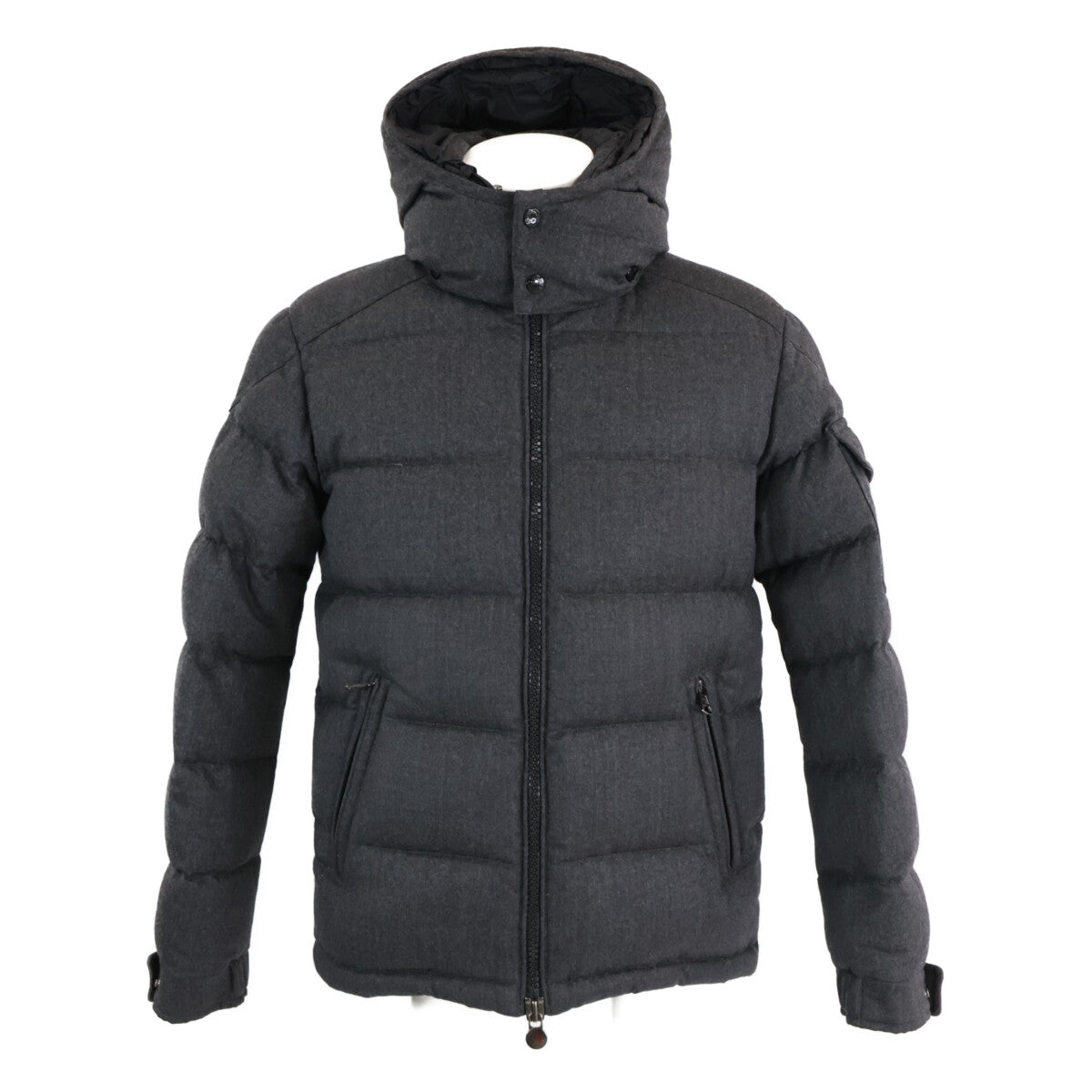 MONCLER MONTGENEVRE Wool Hooded Down Jacket Gray Size 1