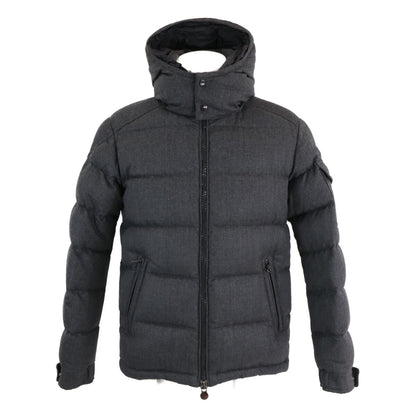MONCLER MONTGENEVRE Wool Hooded Down Jacket Gray Size 1