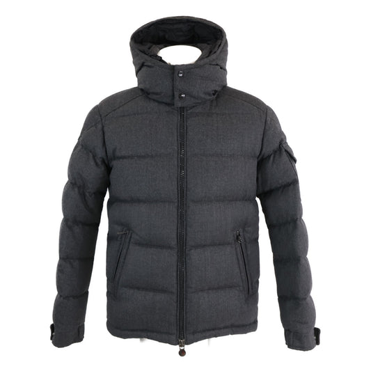MONCLER MONTGENEVRE Wool Hooded Down Jacket Gray Size 1