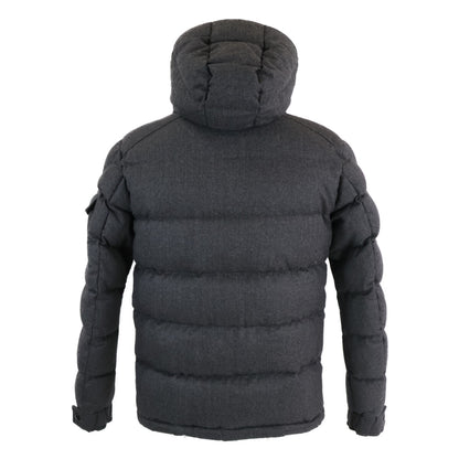 MONCLER MONTGENEVRE Wool Hooded Down Jacket Gray Size 1