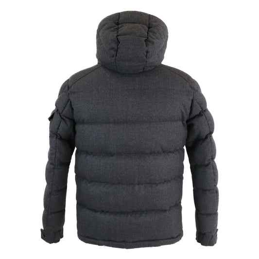 MONCLER MONTGENEVRE Wool Hooded Down Jacket Gray Size 1
