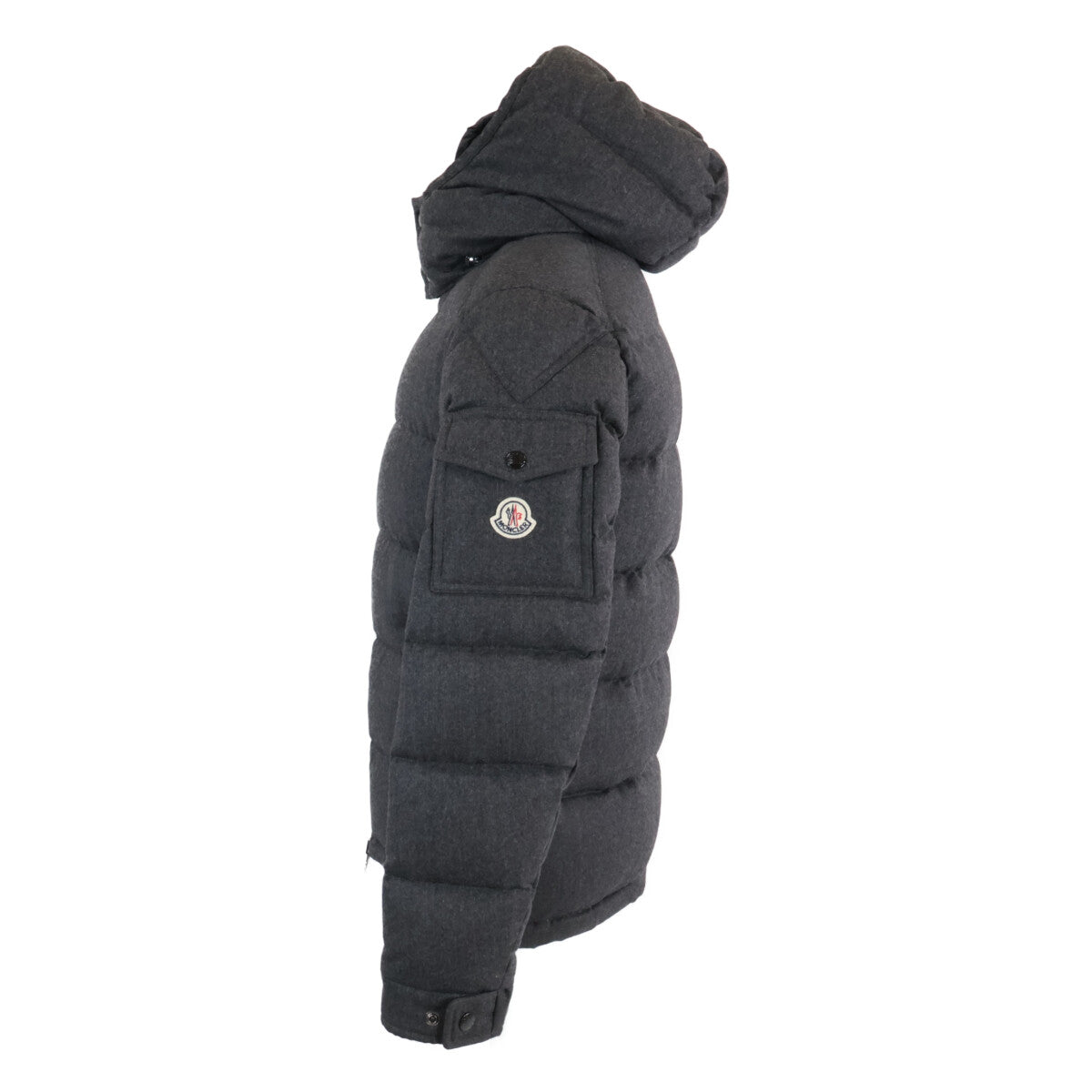 MONCLER MONTGENEVRE Wool Hooded Down Jacket Gray Size 1