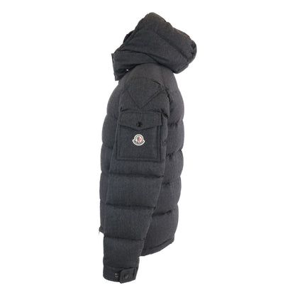 MONCLER MONTGENEVRE Wool Hooded Down Jacket Gray Size 1