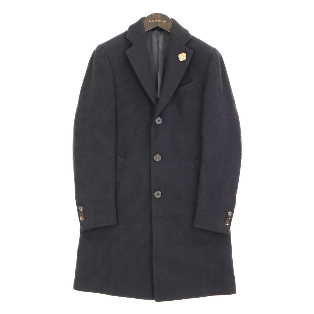 LARDINI JJ23177AQ Navy Wool Chester Coat Size 46