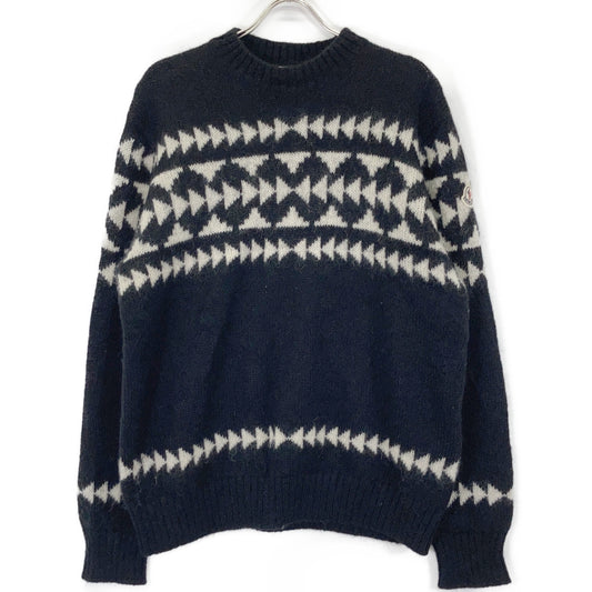 MONCLER Patterned Mohair Blend Crewneck Sweater Size L