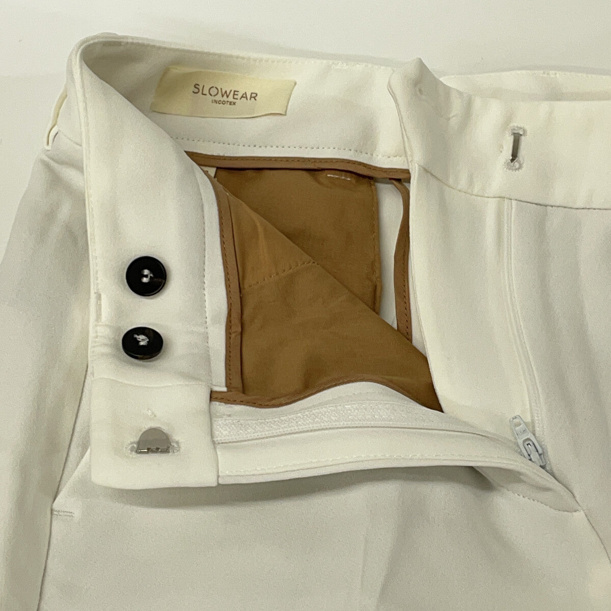 INCOTEX SLOWEAR White Rayon Center Press Pants Size 38