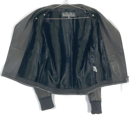 SLOW GUN Goat Leather x Tweed Double Rider Jacket Size 3