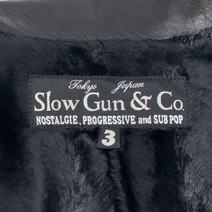 SLOW GUN Goat Leather x Tweed Double Rider Jacket Size 3