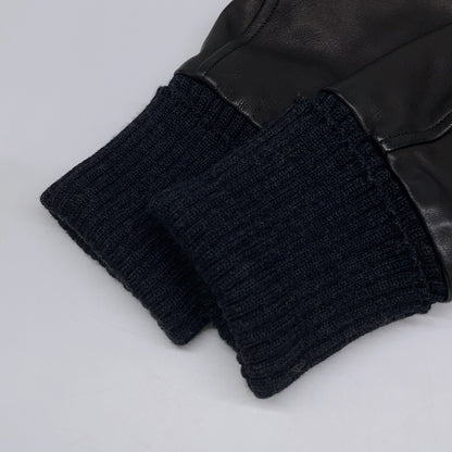 SLOW GUN Goat Leather x Tweed Double Rider Jacket Size 3