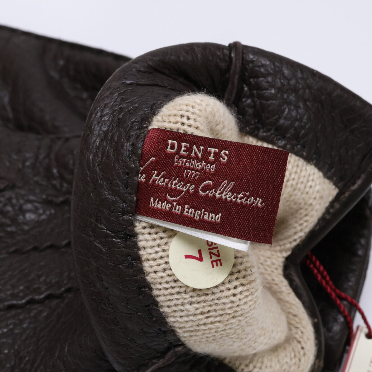 DENTS Cashmere Lined Peccary Gloves Bark Size 7