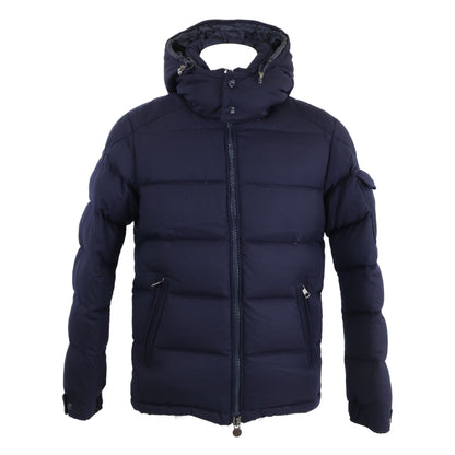 MONCLER MONTGENEVRE Wool Hooded Down Jacket Navy Blue Size 1