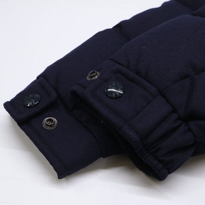 MONCLER MONTGENEVRE Wool Hooded Down Jacket Navy Blue Size 1