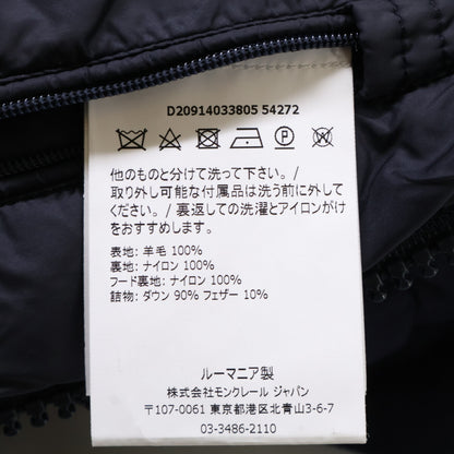MONCLER MONTGENEVRE Wool Hooded Down Jacket Navy Blue Size 1