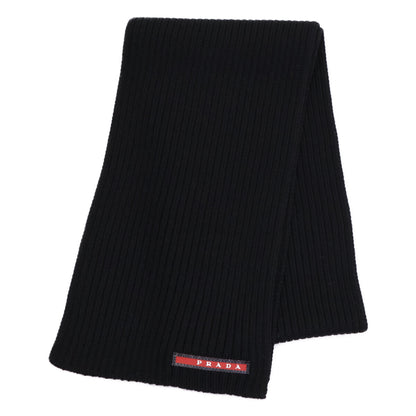 PRADA SPORT Black Rib Knit Scarf
