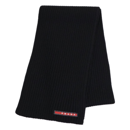 PRADA SPORT Black Rib Knit Scarf
