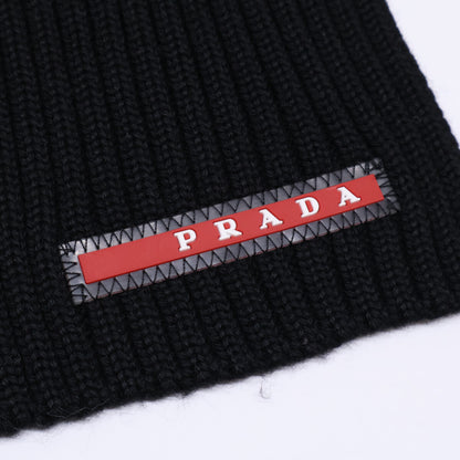 PRADA SPORT Black Rib Knit Scarf
