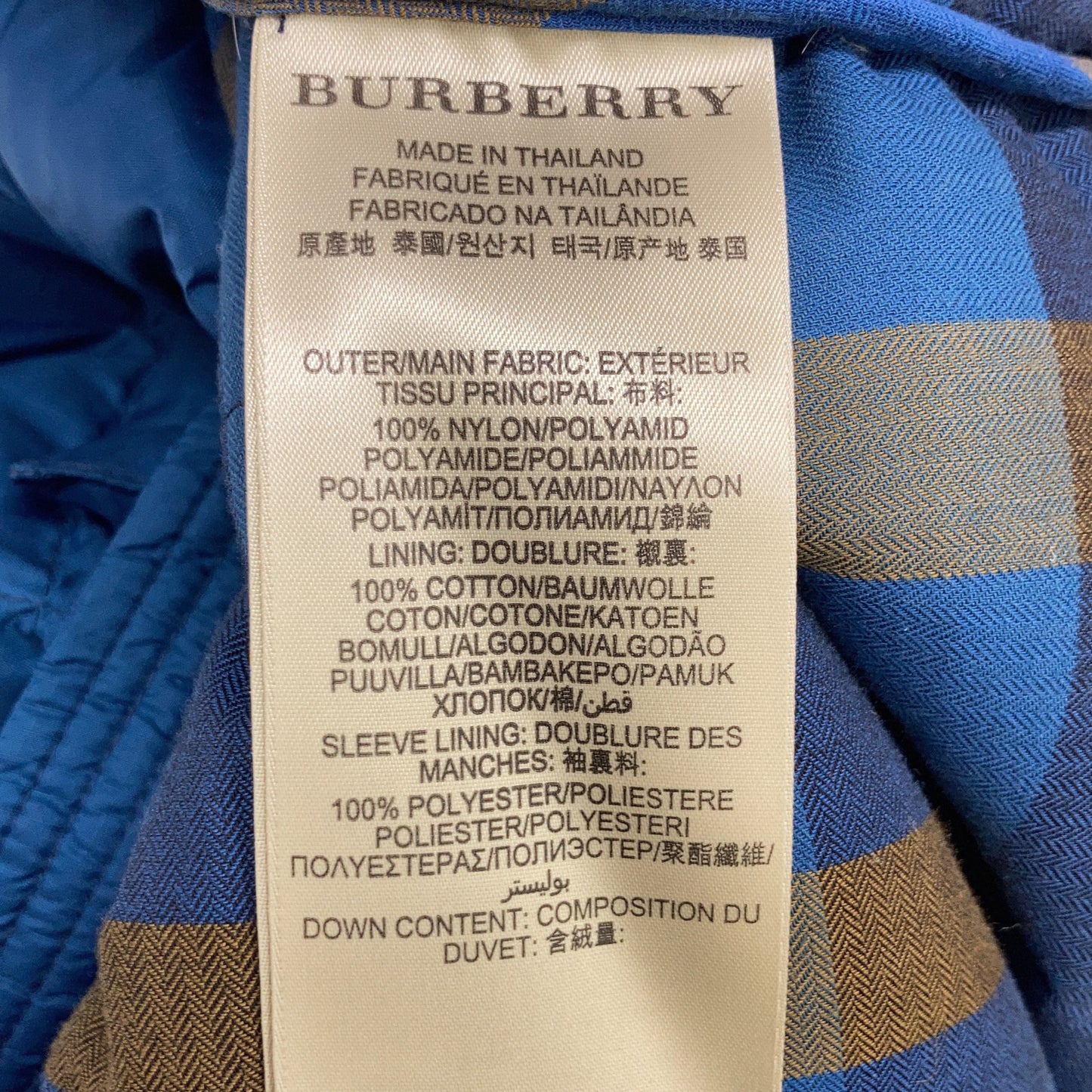 BURBERRY BRIT Blue Horse Embroidered Down Jacket Size L