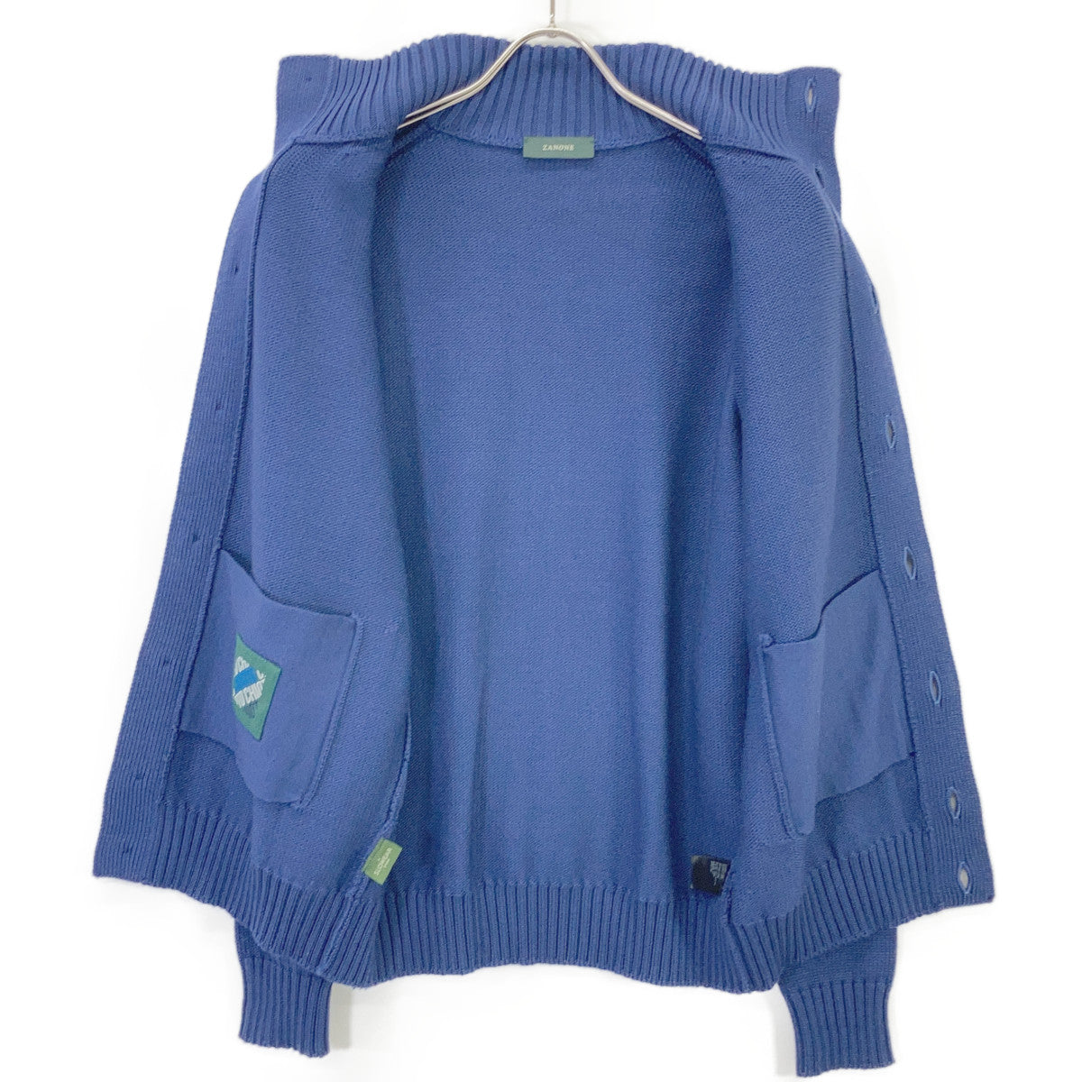 ZANONE Blue 5G Wool Stand Collar Chioto Cardigan Size 48