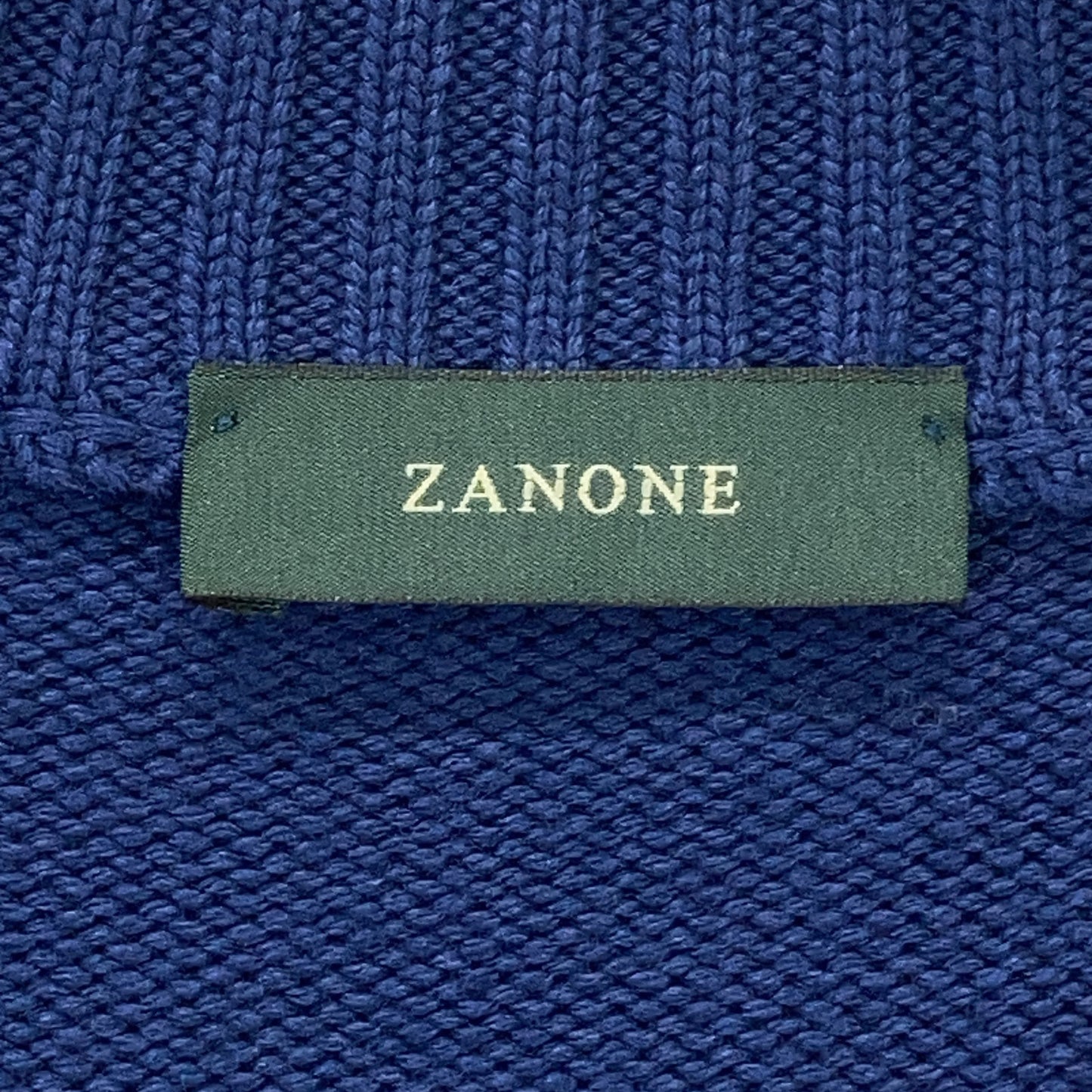 ZANONE Blue 5G Wool Stand Collar Chioto Cardigan Size 48