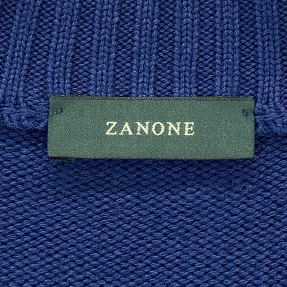 ZANONE Blue 5G Wool Stand Collar Chioto Cardigan Size 48