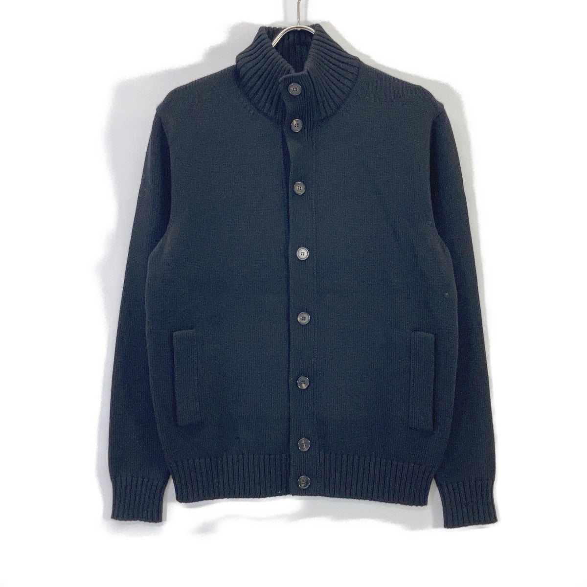 ZANONE Black 5G Wool Stand Collar Chioto Cardigan Size 48