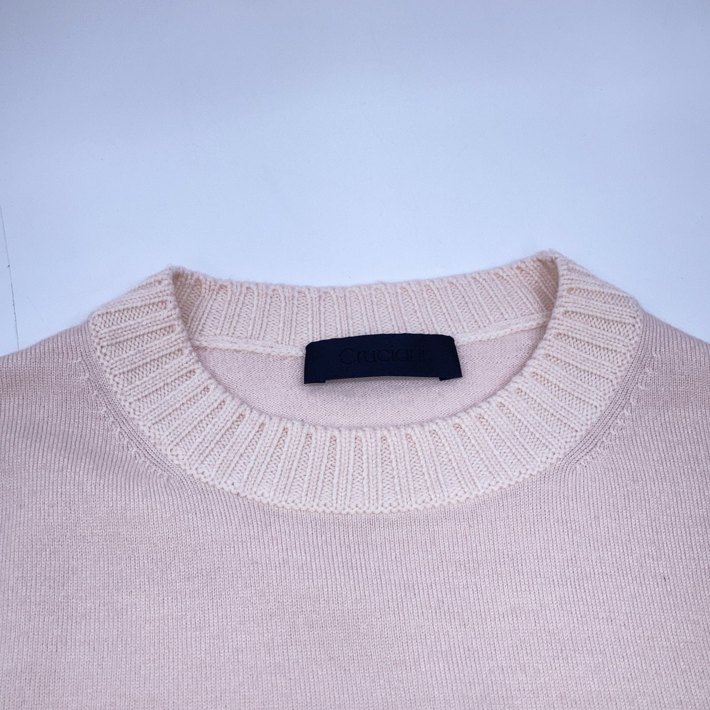 Cruciani Light Pink 27x9 Gauge Wool Crew Neck Knit