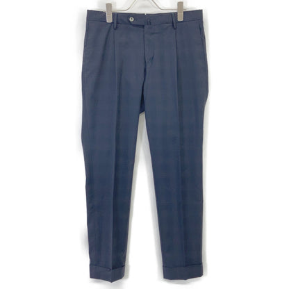 PT TORINO Navy Check Washable Wool Super Slim Slacks Size 46