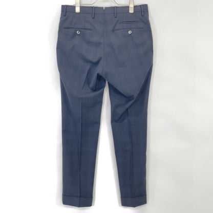 PT TORINO Navy Check Washable Wool Super Slim Slacks Size 46
