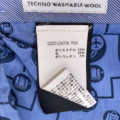 PT TORINO Navy Check Washable Wool Super Slim Slacks Size 46