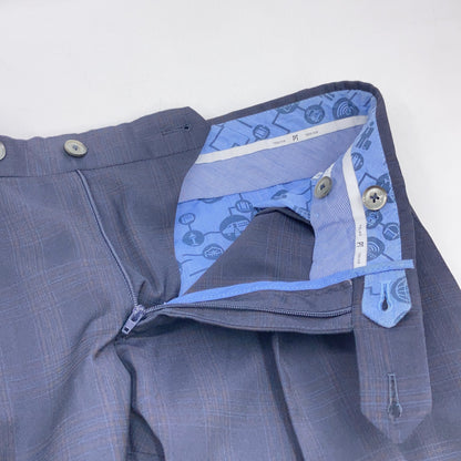 PT TORINO Navy Check Washable Wool Super Slim Slacks Size 46