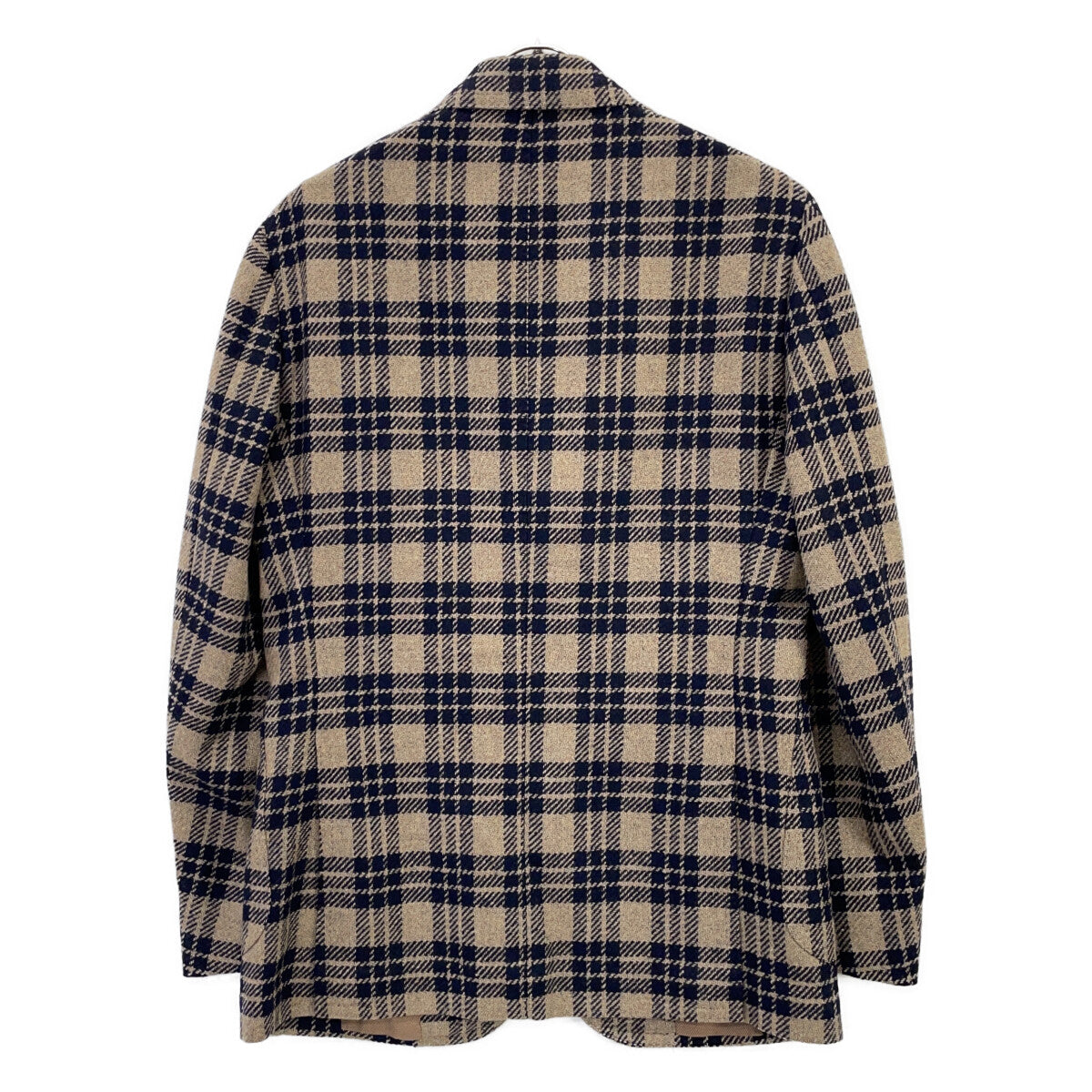 Stile Latino Navy Beige Wool Nylon Check Jacket Size 46