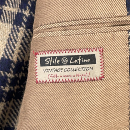 Stile Latino Navy Beige Wool Nylon Check Jacket Size 46