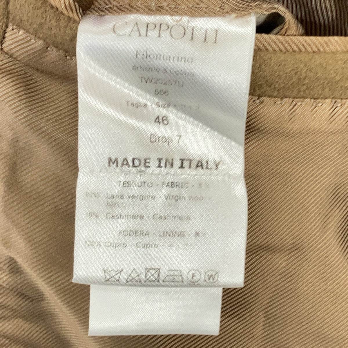 De Petrillo Filomarino Wool Cashmere Coat Brown Size 46