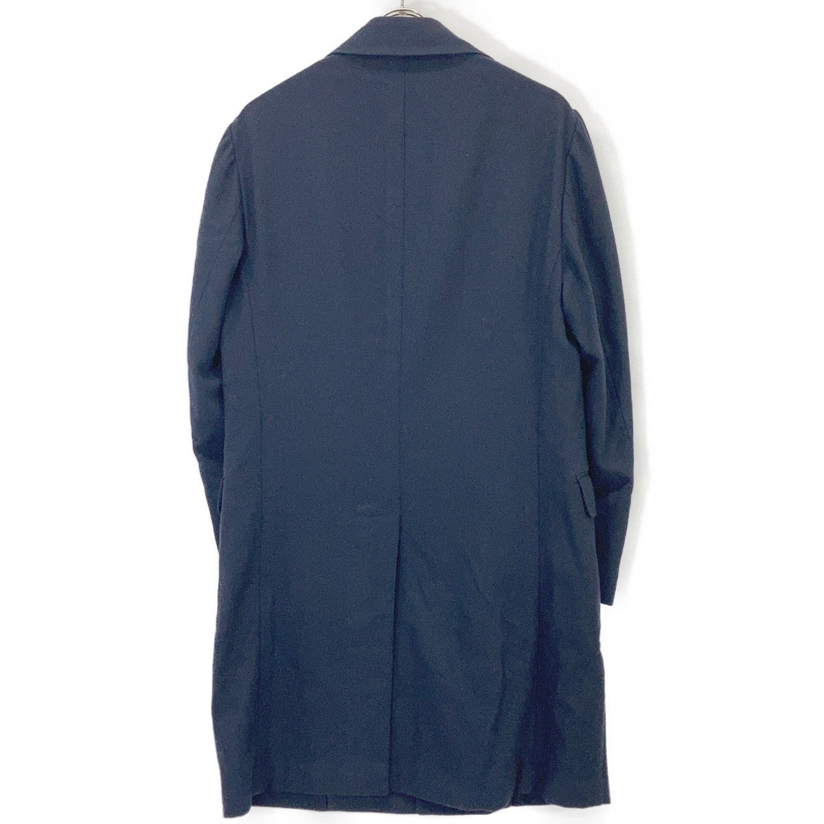 De Petrillo Navy Wool Blend Herringbone Chester Coat Size 46