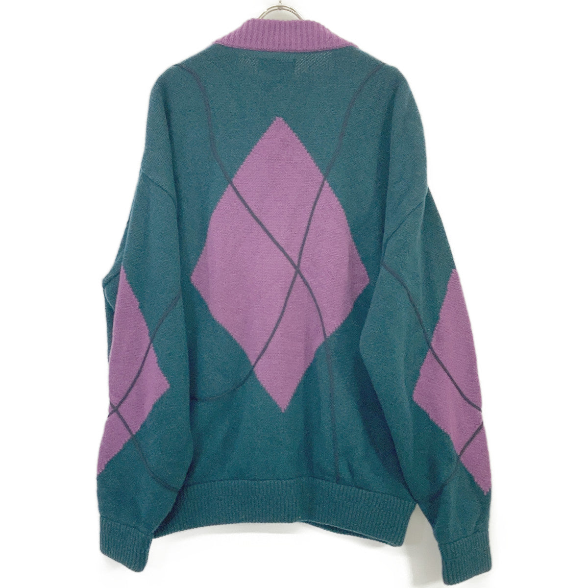 TAUPE FW21 Green Wool Strain Argyle Cardigan Size 03
