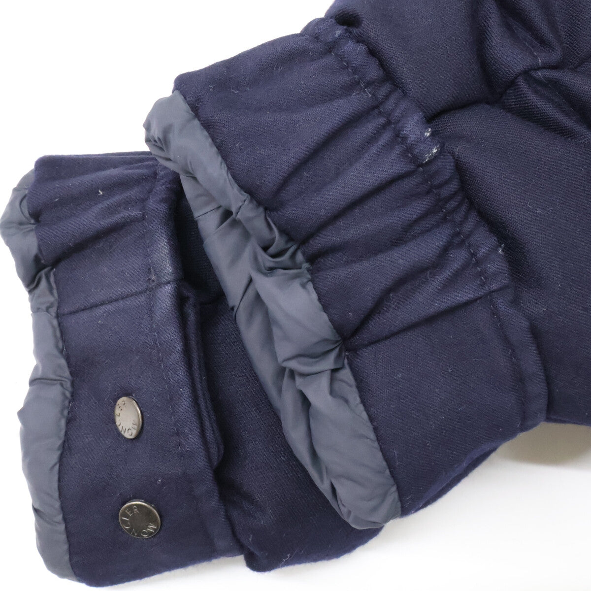 MONCLER MONTGENEVRE Wool Hooded Down Jacket Navy Blue Size 3