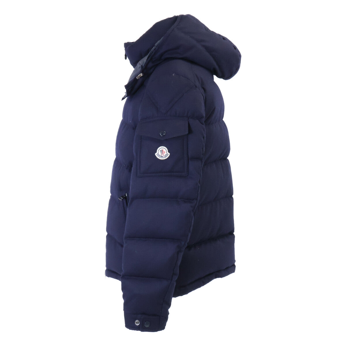MONCLER MONTGENEVRE Wool Hooded Down Jacket Navy Blue Size 3