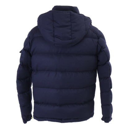 MONCLER MONTGENEVRE Wool Hooded Down Jacket Navy Blue Size 3