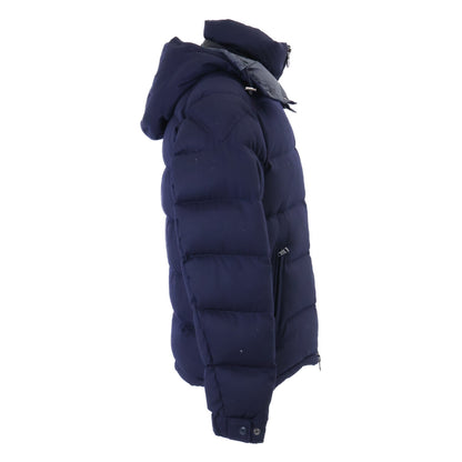 MONCLER MONTGENEVRE Wool Hooded Down Jacket Navy Blue Size 3