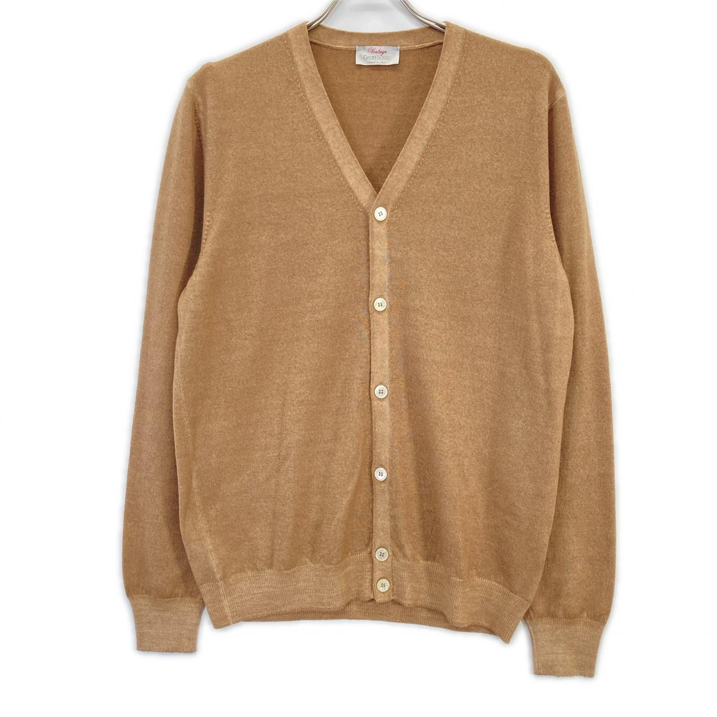 GRAN SASSO Beige VINTEGE Wool Garment Dyed Cardigan Size 50