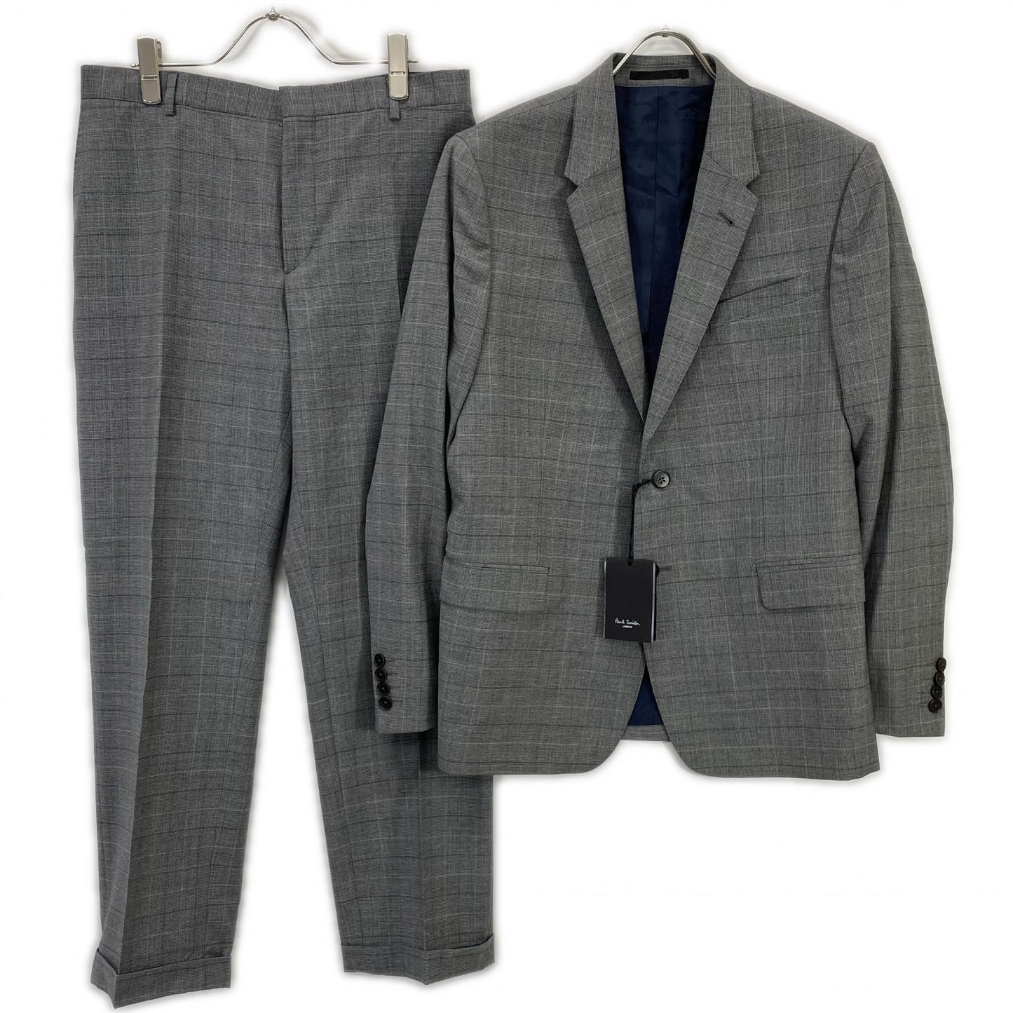 PaulSmith Gray Check Wool Tailored Fit Suit Set Size 40/50