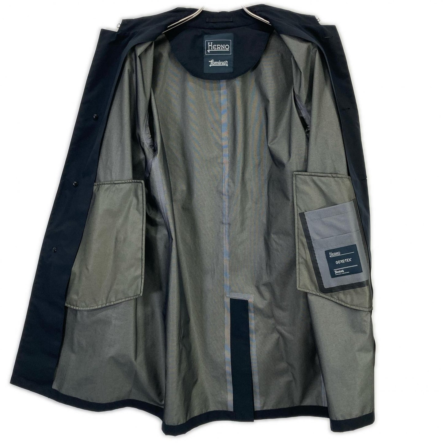 HERNO Navy IM021UL Gore-Tex Laminar Balmacaan Coat Size 50