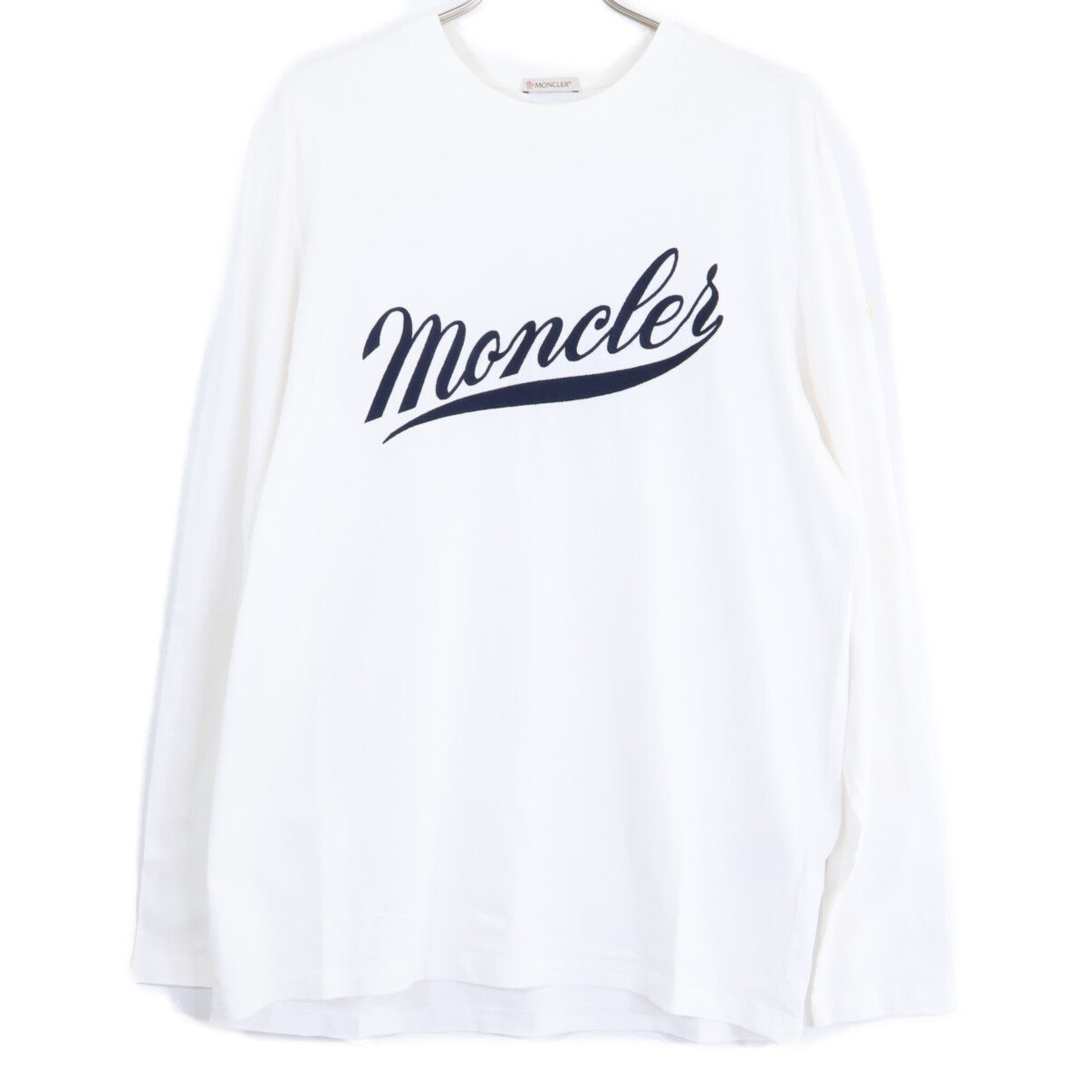 MONCLER White 22 Long Sleeve T-Shirt Logo Patch Long Sleeve Size L